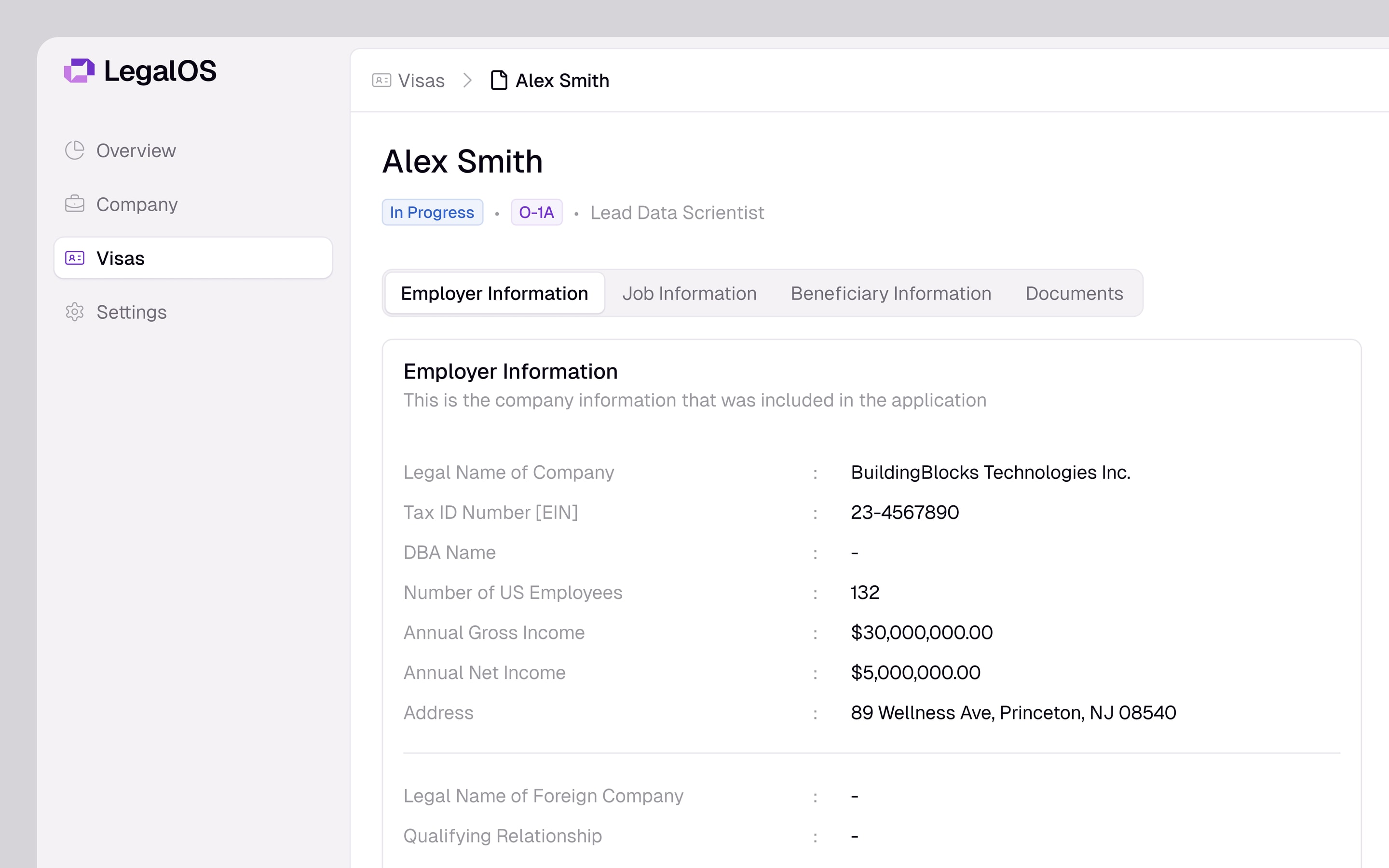LegalOS product screenshot